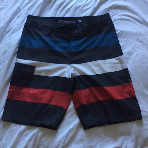 O’Neill Striped Board Shorts sz 32 - Picture 1 of 8